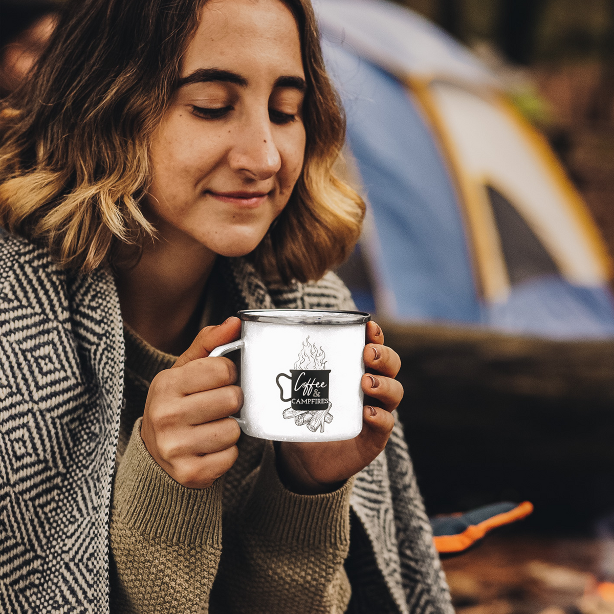 Camp Mug - White Enamel - Warm + Cozy Coffee Cup - 11oz