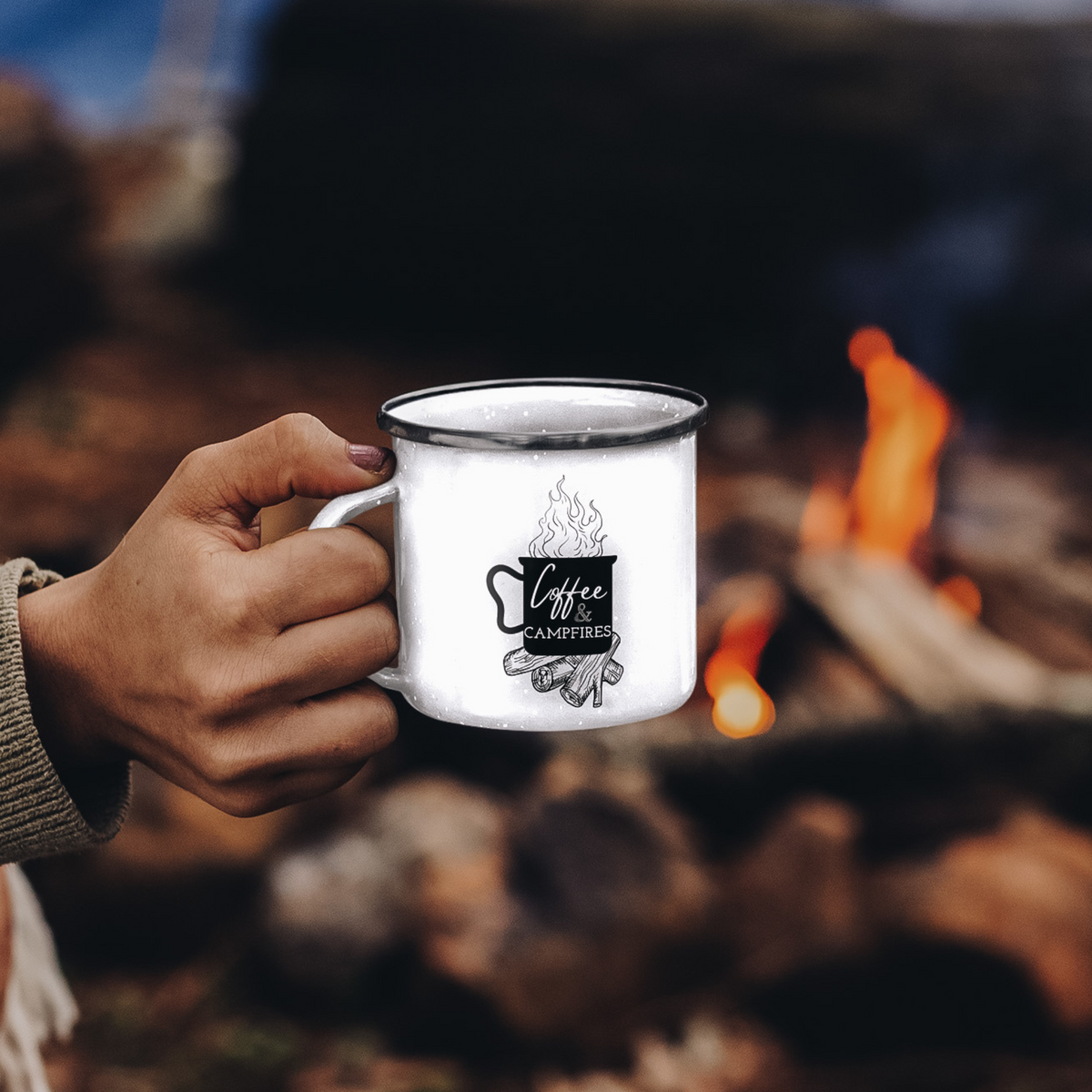 Coffee & Campfires Enamel Camping Mug 12oz